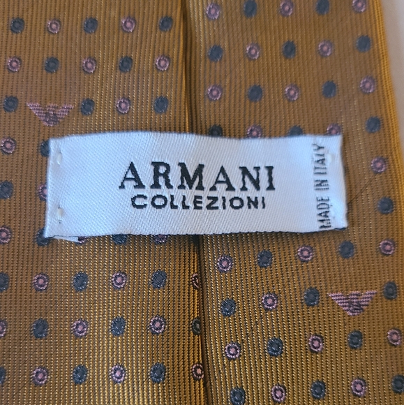 ARMANI Gold/Bronze vintage 100% silk tie - Picture 8 of 13